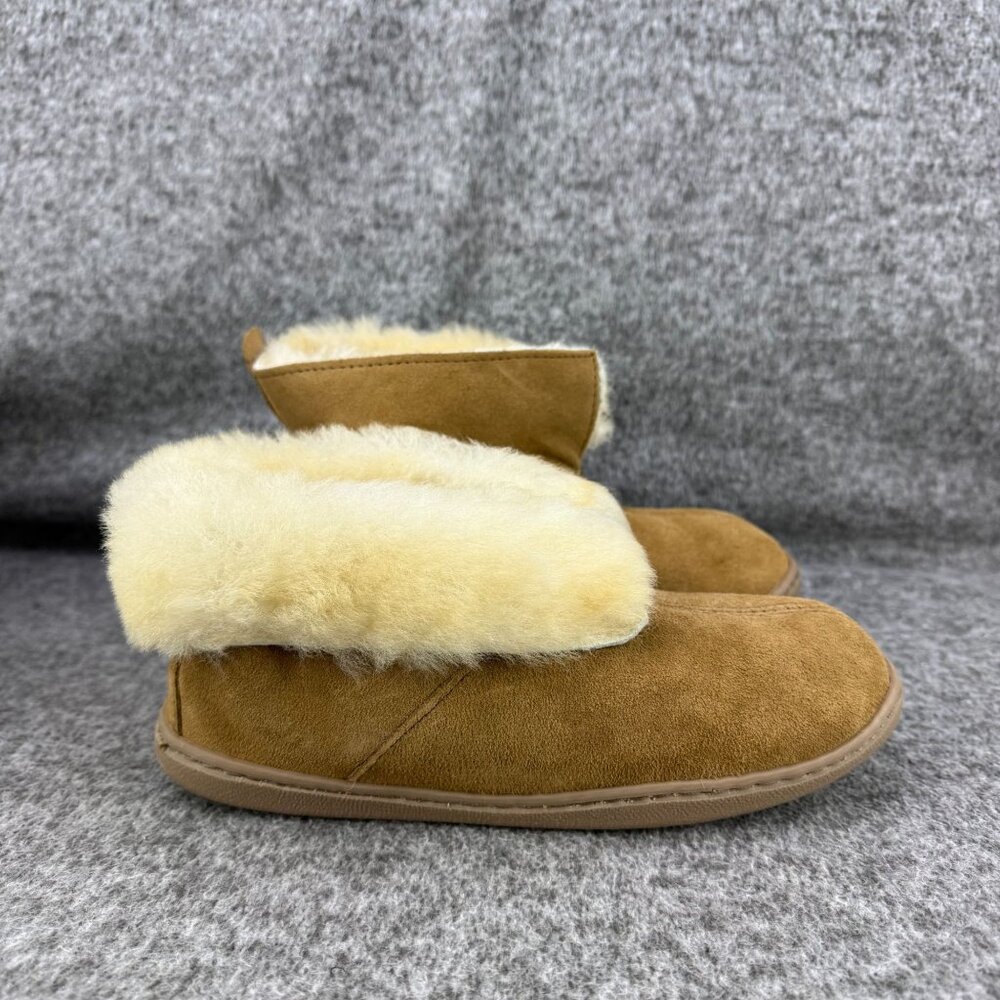✅Women's 7 Minnetonka Sheepskin Ankle Boot Golden Tan Slippers 3351 Moccasins - Picture 6 of 14